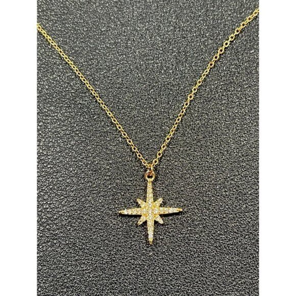 Sterling Forever 14K Gold Vermeil Cubic Zircon Starburst Pendant Necklace - Picture 1 of 6